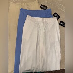 Woman Within Pack of 3 Stretch Pull-On Trousers in White, Blue, Beige 16W